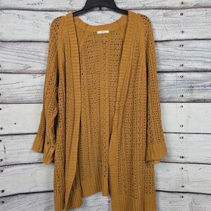 Maurices Mustard Open Knit Cardigan Long Sleeve L